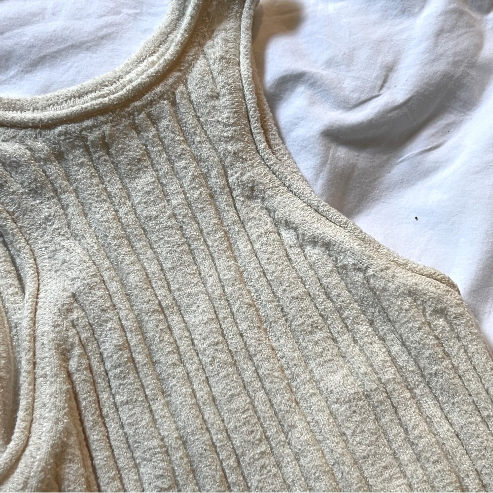 Lile New 🥂 Textured Cream Ivory Tank Top